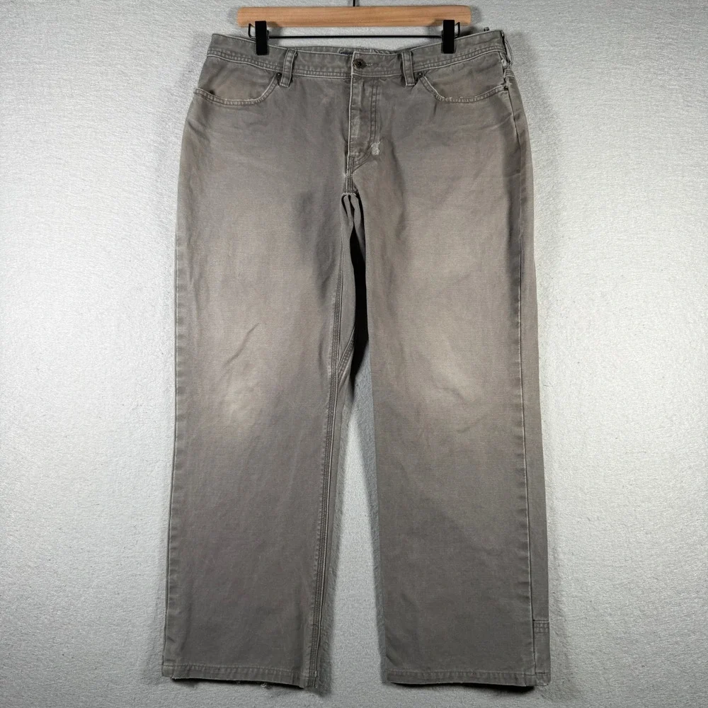 Vintage The North Face Mens‎ Gray Canvas Work Pants Straight Leg 34 Button Fly